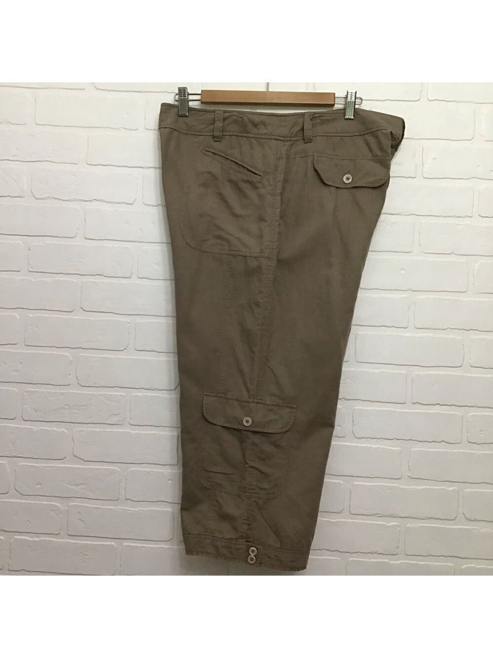 OLSEN Europe Anna linen blend pedal pusher pants crop wedge size 10 wide legs - Picture 3 of 11